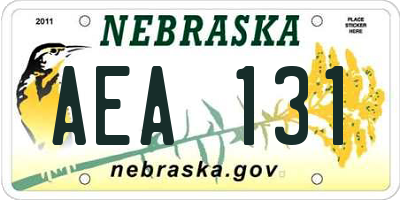 NE license plate AEA131