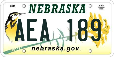 NE license plate AEA189