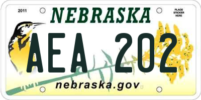 NE license plate AEA202