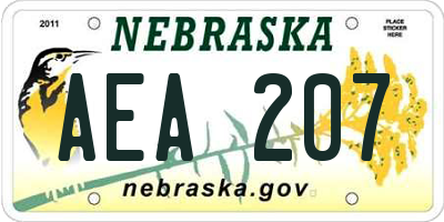 NE license plate AEA207