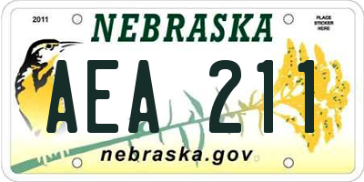 NE license plate AEA211