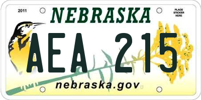 NE license plate AEA215