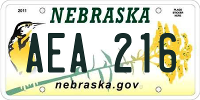 NE license plate AEA216