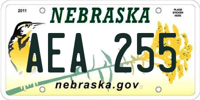 NE license plate AEA255