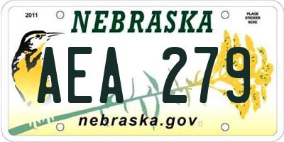 NE license plate AEA279