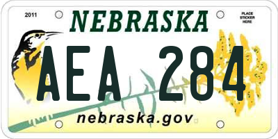 NE license plate AEA284