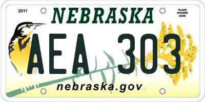 NE license plate AEA303