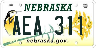 NE license plate AEA311