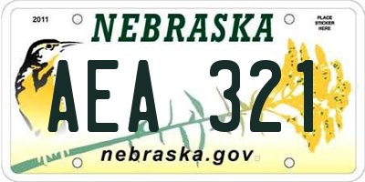 NE license plate AEA321