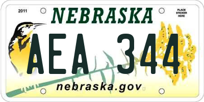 NE license plate AEA344