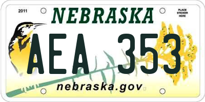 NE license plate AEA353