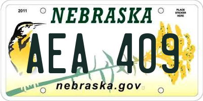 NE license plate AEA409