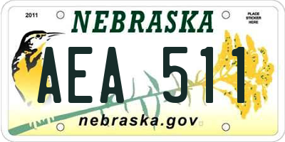 NE license plate AEA511