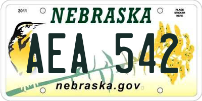 NE license plate AEA542