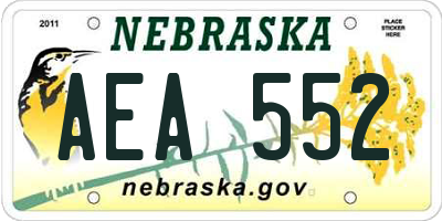 NE license plate AEA552