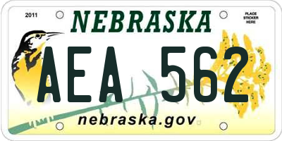 NE license plate AEA562