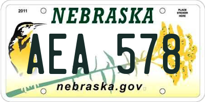 NE license plate AEA578