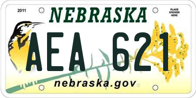 NE license plate AEA621