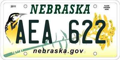 NE license plate AEA622