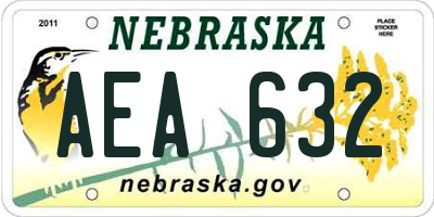 NE license plate AEA632