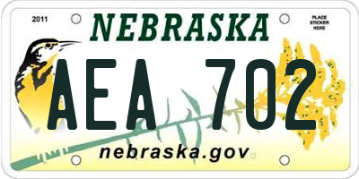 NE license plate AEA702
