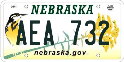 NE license plate AEA732
