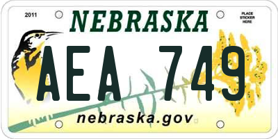 NE license plate AEA749