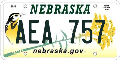 NE license plate AEA757