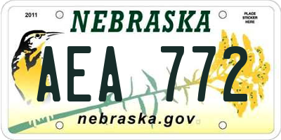 NE license plate AEA772