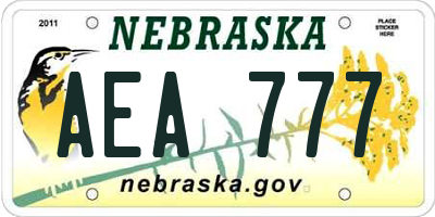NE license plate AEA777