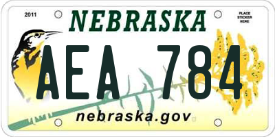 NE license plate AEA784