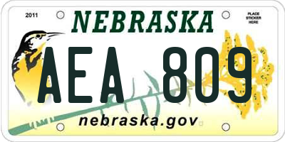 NE license plate AEA809