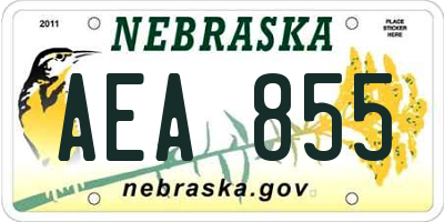 NE license plate AEA855