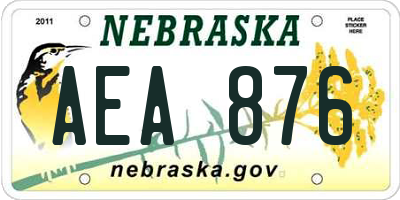 NE license plate AEA876