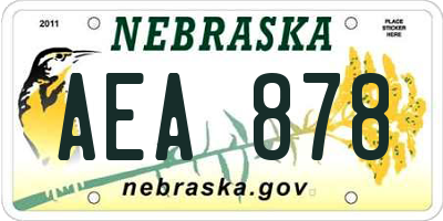 NE license plate AEA878