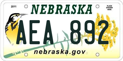 NE license plate AEA892