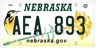 NE license plate AEA893