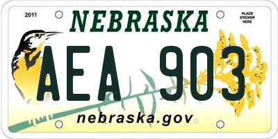 NE license plate AEA903