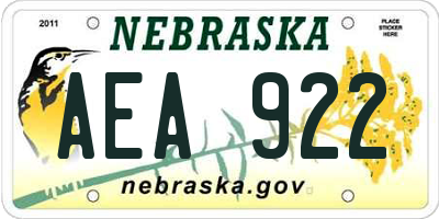 NE license plate AEA922