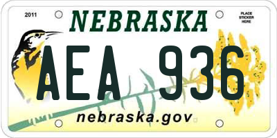 NE license plate AEA936
