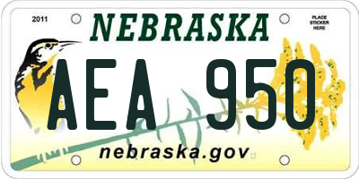 NE license plate AEA950