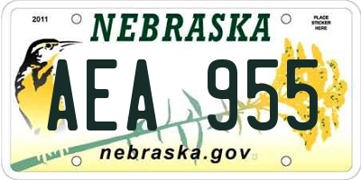 NE license plate AEA955