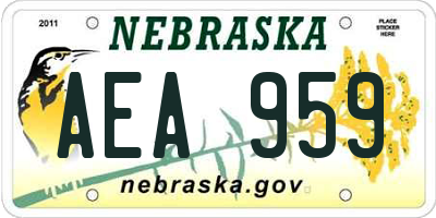 NE license plate AEA959