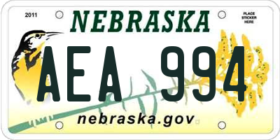 NE license plate AEA994