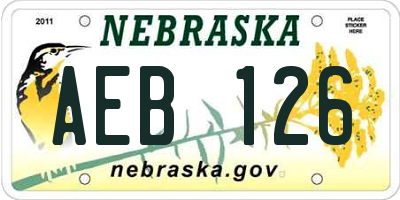 NE license plate AEB126
