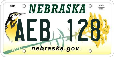 NE license plate AEB128
