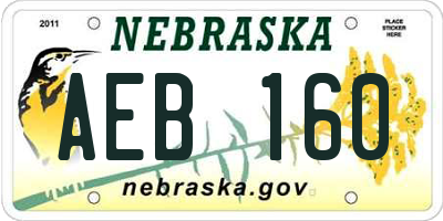 NE license plate AEB160