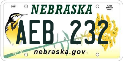NE license plate AEB232