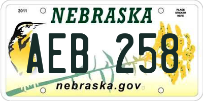 NE license plate AEB258