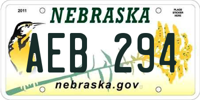 NE license plate AEB294